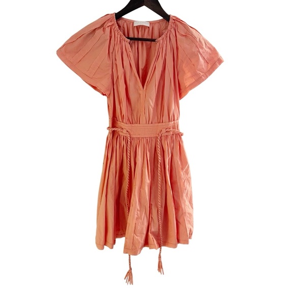 Ulla Johnson Jessa Orange Mini Sundress with Flutter Sleeves Size 00 - Picture 5 of 8